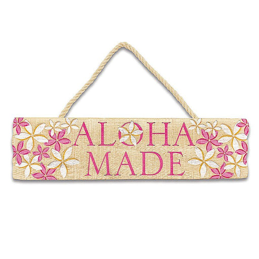 "Aloha Made - Plumeria" Wooden Hanging Sign - Sign - Leilanis Attic