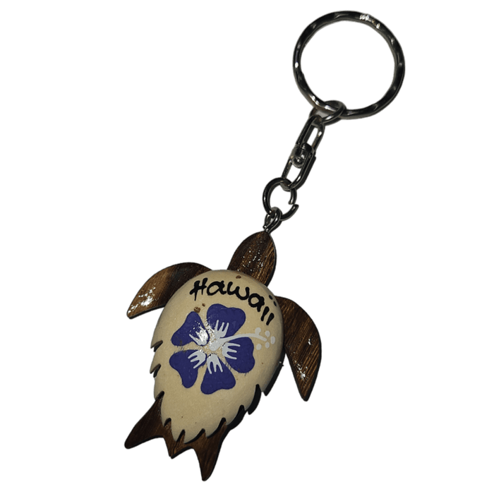 Hawaii Hibiscus Shell Wooden Honu Key Chains - Keychain - Leilanis Attic