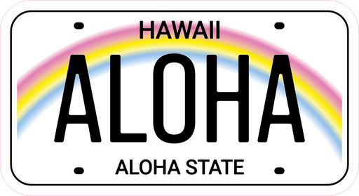 Aloha State License Plate Sticker, 3 sizes - Leilanis Attic