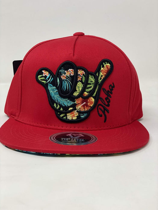 Leilanis Attic Hat Red Floral Shaka Aloha SnapBack Hat