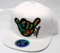 Leilanis Attic Hat White Floral Shaka Aloha SnapBack Hat
