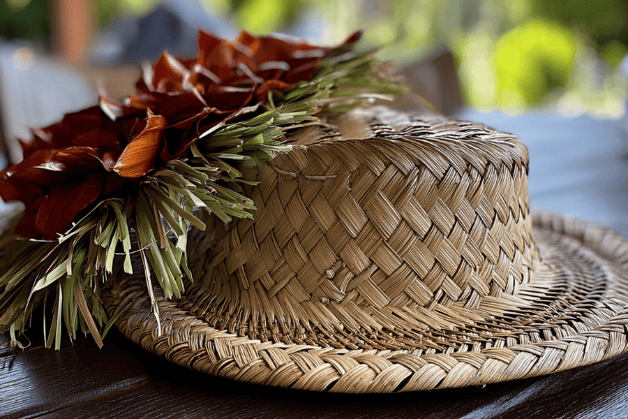 Hawaiian Handwoven Green Leaf Hat Handwoven Coconut Leaf Hat • Hawaiiana Boho Decor • Pāpale  main image 3