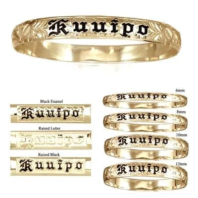 14K Yellow Gold Custom Hawaiian Bangle Bracelet with Turtles Leilanis Attic