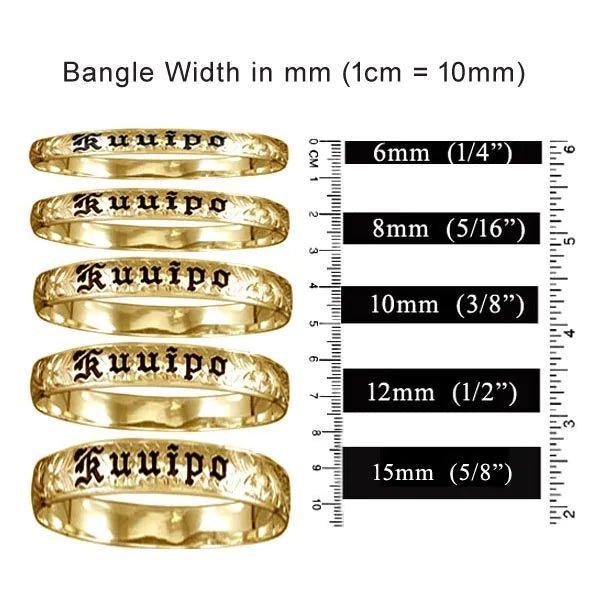 14K Yellow Gold Custom Hawaiian Bangle Bracelet with Turtles Leilanis Attic