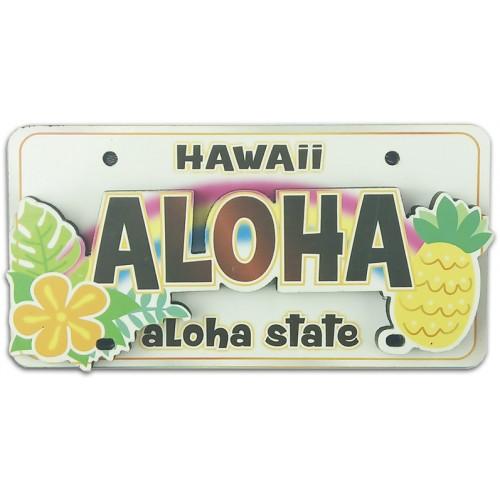2-D Wooden Aloha License Plate Magnet - Magnet - Leilanis Attic