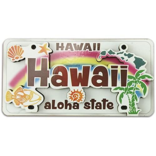 2-D Wooden Hawaii License Plate Magnet - Magnet - Leilanis Attic