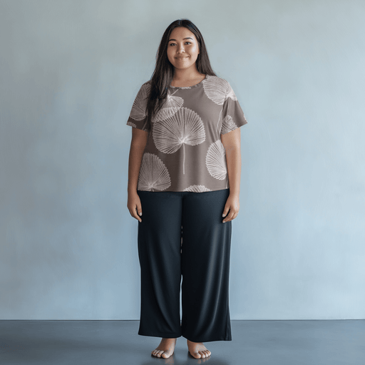 Comfortable Resort Blouse Top with Palm Leaf Loulu Print Muumuu Rainbow / DBA Princess Kaiulani Fashions
