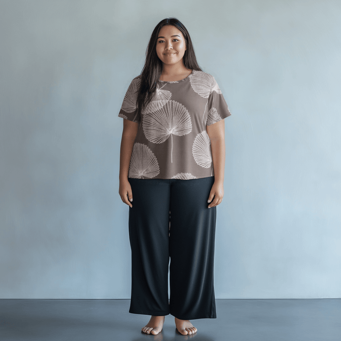Comfortable Resort Blouse Top with Palm Leaf Loulu Print Muumuu Rainbow / DBA Princess Kaiulani Fashions