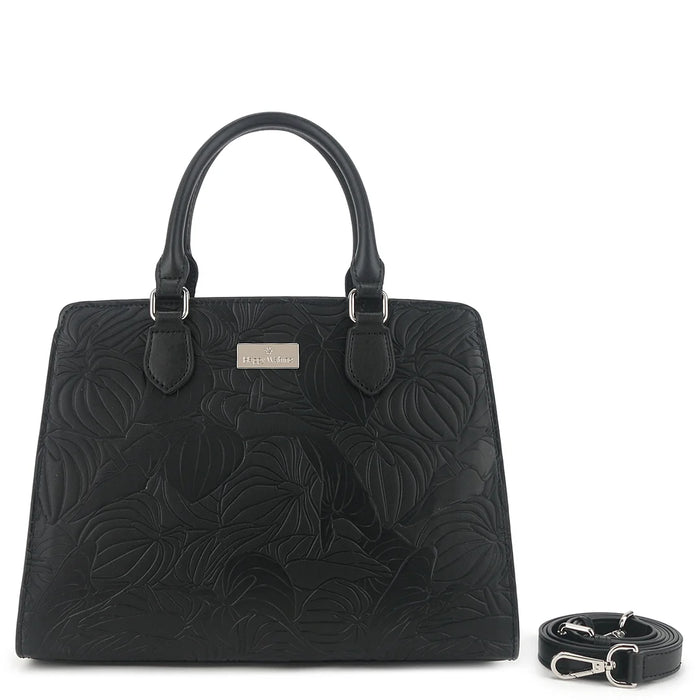 Happy Wahine Satchel Gigi, Anthurium Embossed Black Happy Wahine