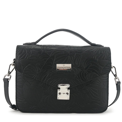 Happy Wahine Satchel Alice Anthirium Black Embossed Happy Wahine