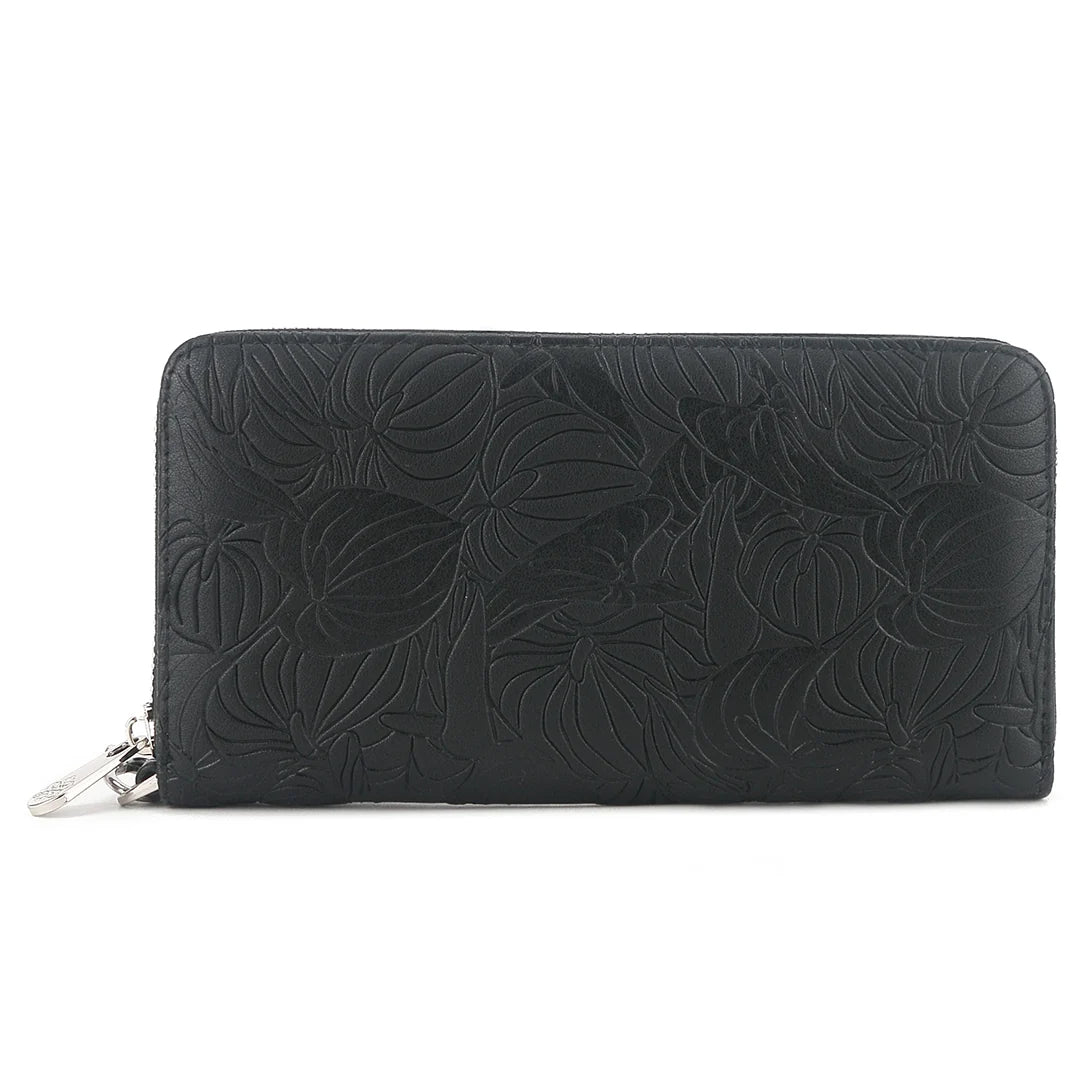 Happy Wahine, Wallet Kaylee Anthurium Embossed Black — Leilanis Attic