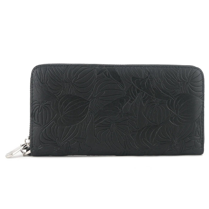 Happy Wahine, Wallet Kaylee Anthurium Embossed Black Happy Wahine
