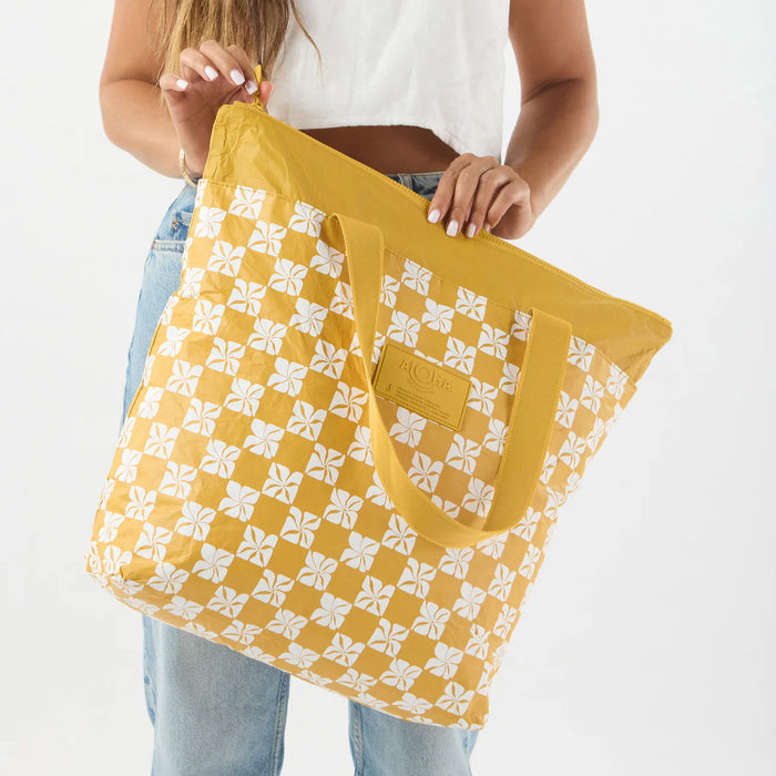 Aloha Collection "Pua Check" Day Tripper - Hot Mustard-Tote Bag-Leilanis Attic