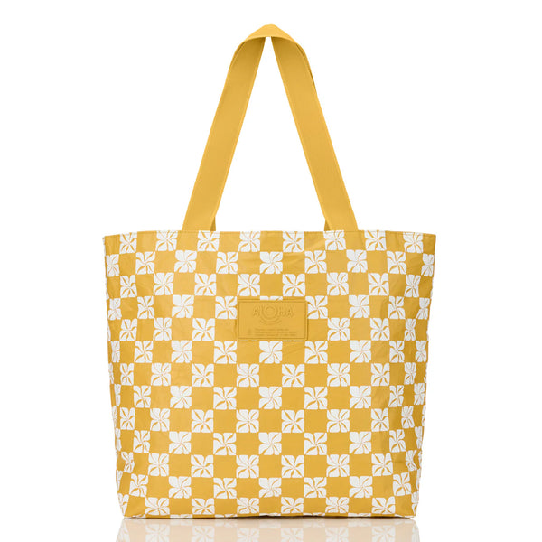 Aloha Collection "Pua Check" Day Tripper - Hot Mustard-Tote Bag-Leilanis Attic