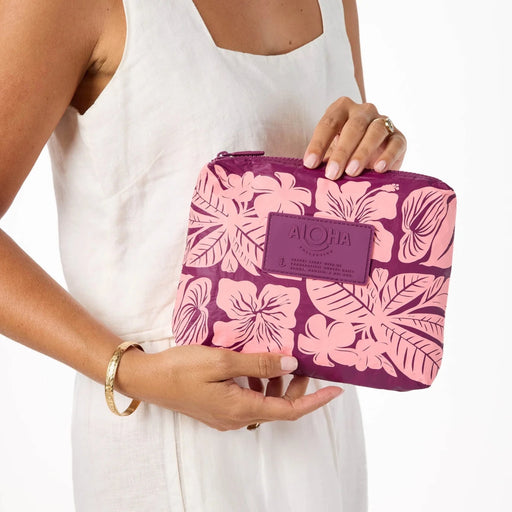 Aloha Collection "Punahele" Small Pouch - Tropical/Plum Aloha Collection