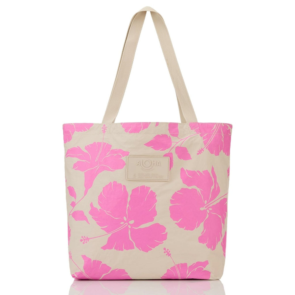 ALOHA Collection Reversible Splash-Proof Tote - 17x13 Inches, Rose Gold, Beach & Travel Bag