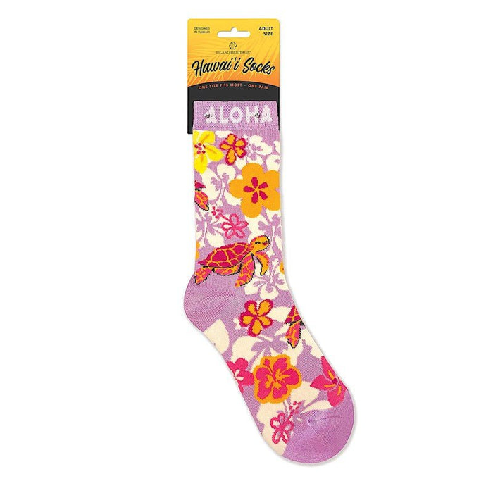 Aloha Honu Lavendar Adult Hawai'i Socks Madden