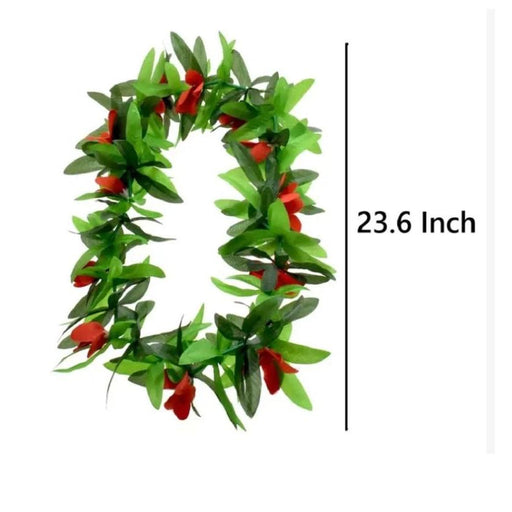 Artificial Silk Maile Leaf and Red Flower Lei DK Hawaiian Collection