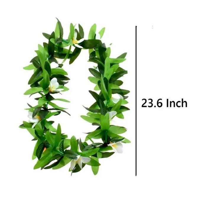 Artificial Silk Maile Leaf and White/Yellow Flower Lei DK Hawaiian Collection