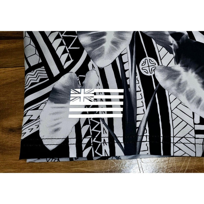 "Black Kalo/Tribal" Board Short Men's 4 Way Stretch - Wailoa - Board Shorts - Mens