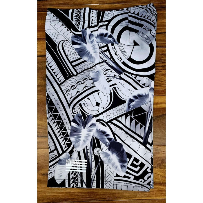 "Black Kalo/Tribal" Board Short Men's 4 Way Stretch - Wailoa - Board Shorts - Mens