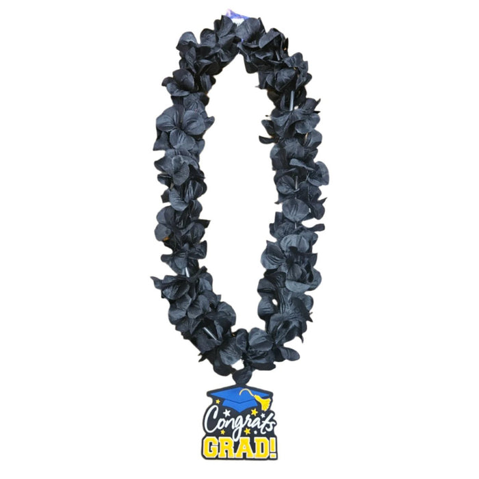 Black Silk Lei with Grad Tag - Lei - Silk