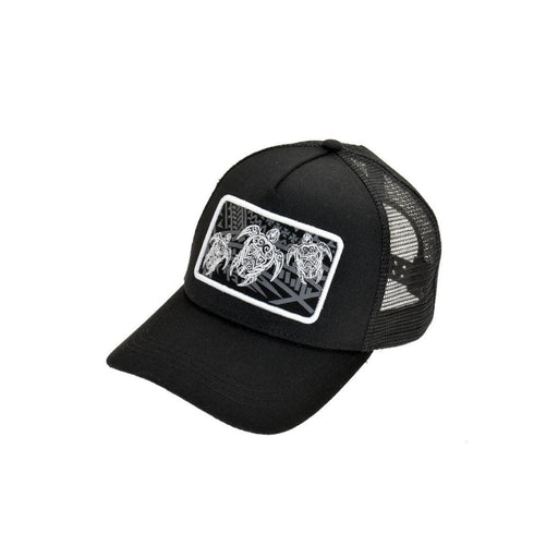 Black Tribal Turtle Trucker Mesh Back Adjustable Snapback Cap DK Hawaiian Collection