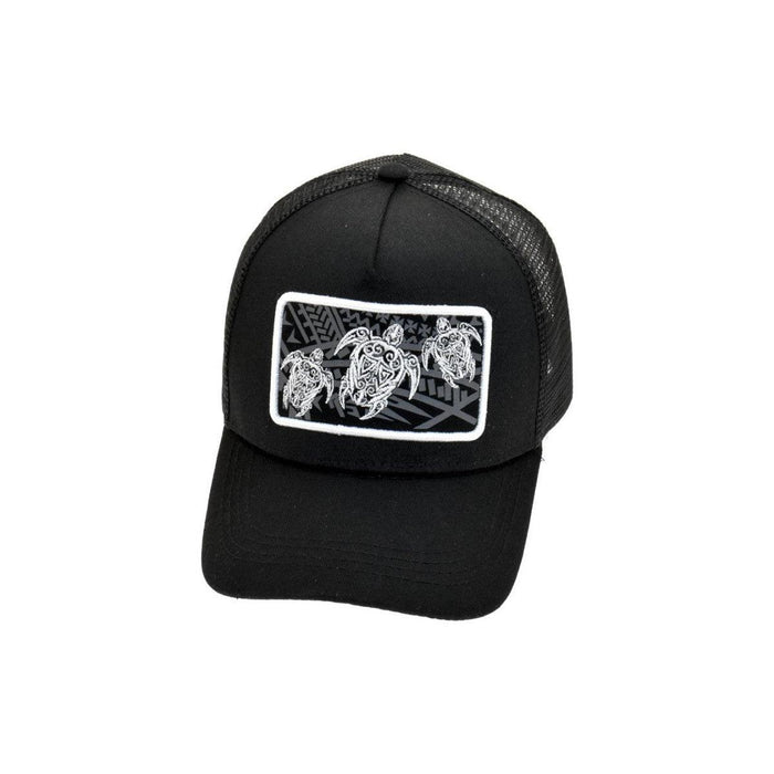 Black Tribal Turtle Trucker Mesh Back Adjustable Snapback Cap DK Hawaiian Collection
