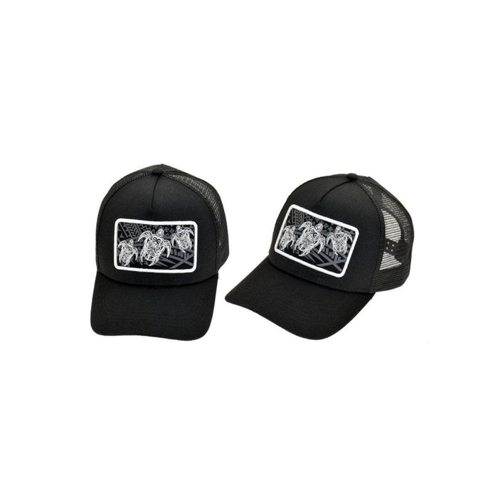 Black Tribal Turtle Trucker Mesh Back Adjustable Snapback Cap DK Hawaiian Collection