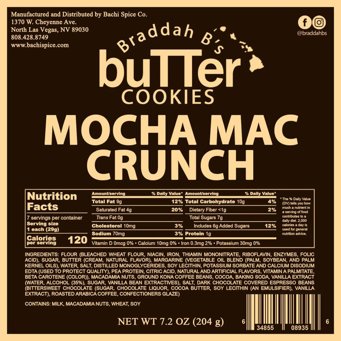 Braddah B's Butter Cookies - Mocha Mac Crunch 7.2oz Hosoda