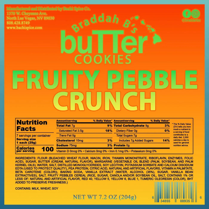 Braddah B's Butter Cookies - Tootie Fruity Crunch 7.2oz. Hosoda
