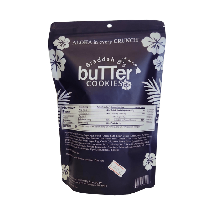 Braddah B's Butter Cookies - Ube Snow Crinkle Cookies 8oz. Hosoda