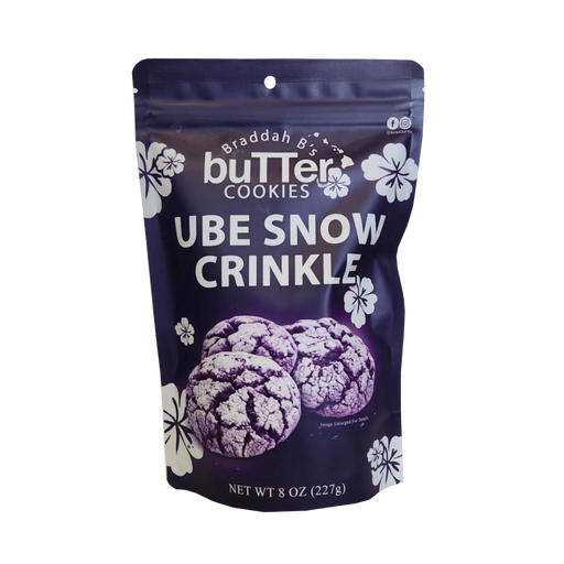 Braddah B's Butter Cookies - Ube Snow Crinkle Cookies 8oz. Hosoda