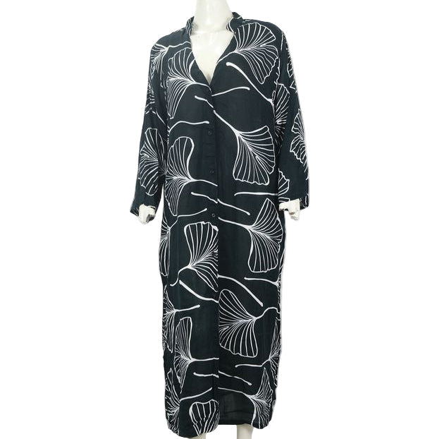 Cairo Dress with Ginko Leaf, Black and White Casual Movements Inc.