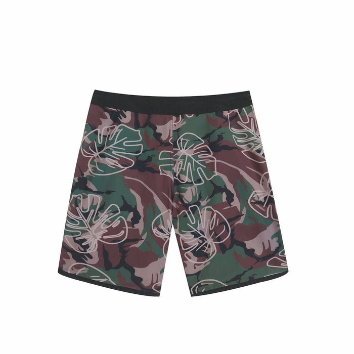 "Camo/Monstera Leaf" Board Short Men's 4 Way Stretch - Wailoa - Board Shorts - Mens