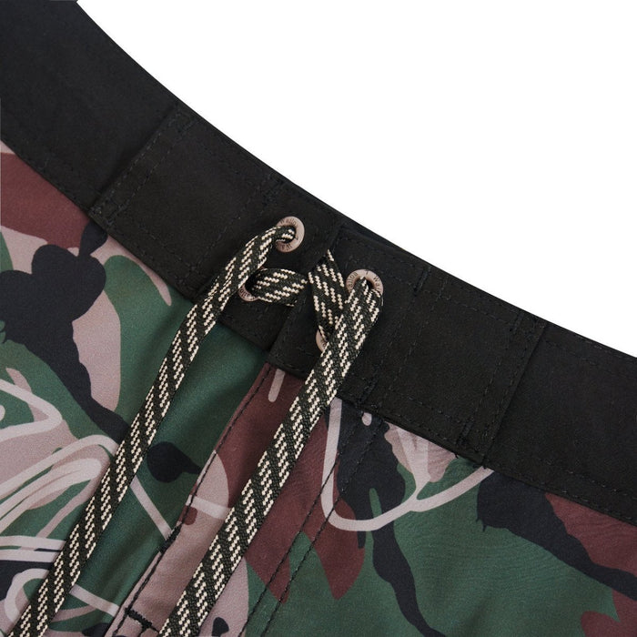 "Camo/Monstera Leaf" Board Short Men's 4 Way Stretch - Wailoa - Board Shorts - Mens