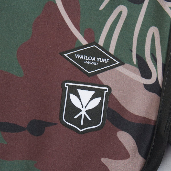 "Camo/Monstera Leaf" Board Short Men's 4 Way Stretch - Wailoa - Board Shorts - Mens