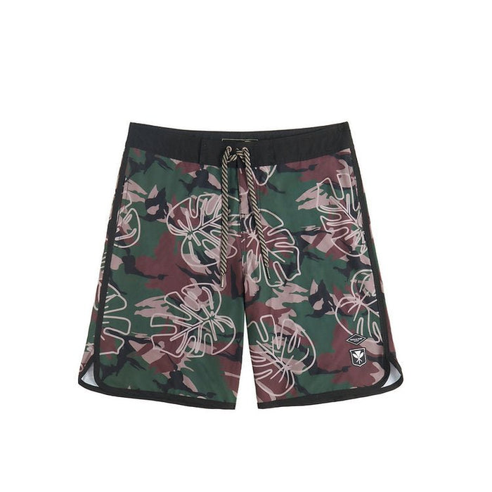 "Camo/Monstera Leaf" Board Short Men's 4 Way Stretch - Wailoa - Board Shorts - Mens