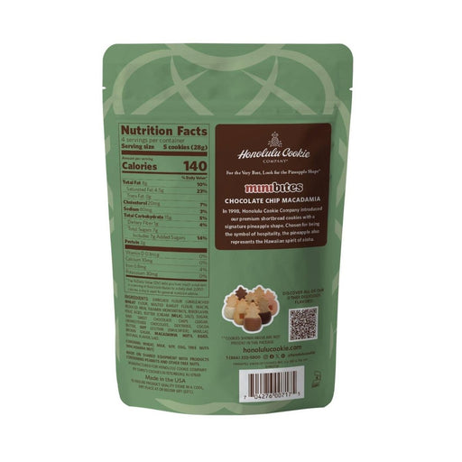 Chocolate Chip Macadamia Minibites Shortbread Cookies 4oz Honolulu Cookie Company