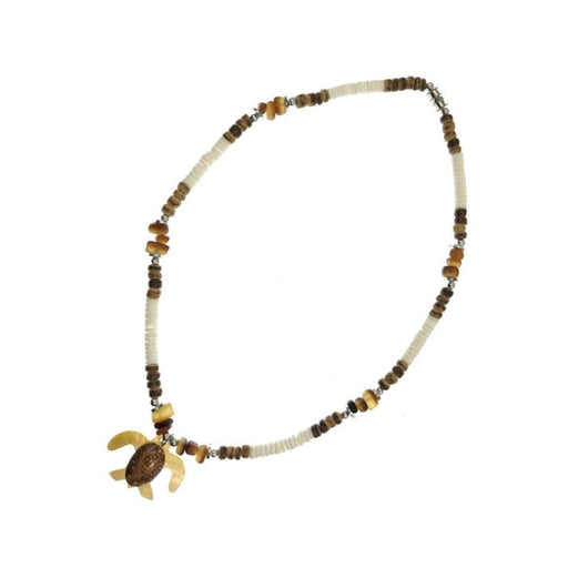Coconut and Mother of Pearl Shell Turtle Pendant Necklace DK Hawaiian Collection