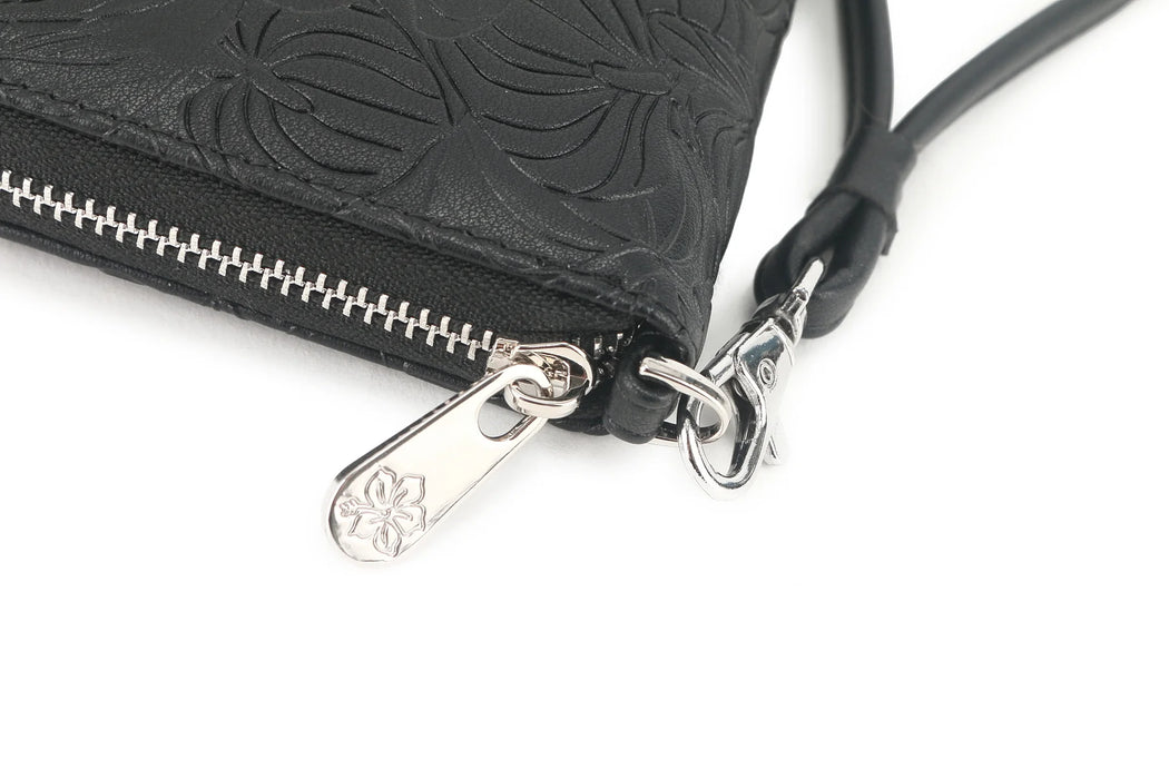 Happy Wahine, Wallet Kaylee Anthurium Embossed Black Happy Wahine