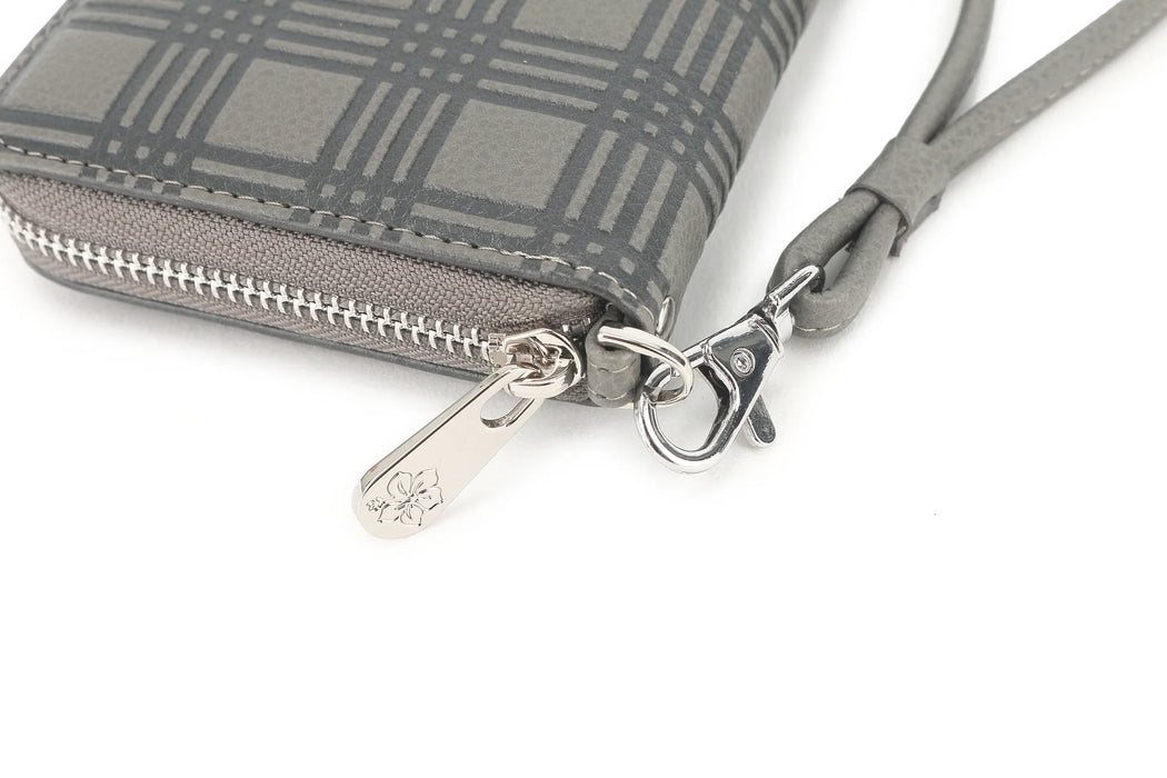 Happy Wahine, Wallet Kaylee Palaka Embossed Grey Happy Wahine