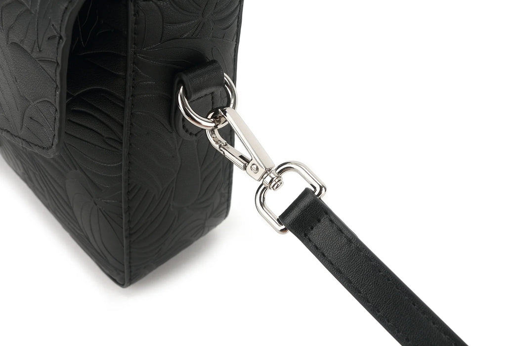 Happy Wahine Satchel Alice Anthirium Black Embossed Happy Wahine