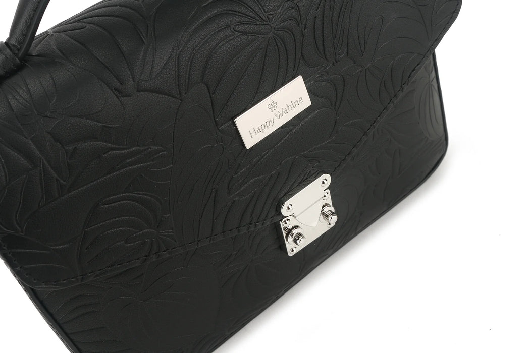 Happy Wahine Satchel Alice Anthirium Black Embossed Happy Wahine