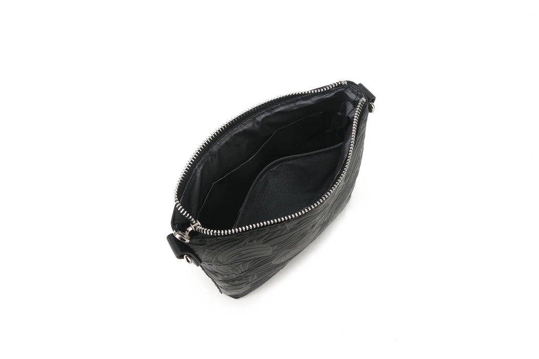 Happy Wahine, Crossbody Lisa, Anthurium Embossed Black Happy Wahine