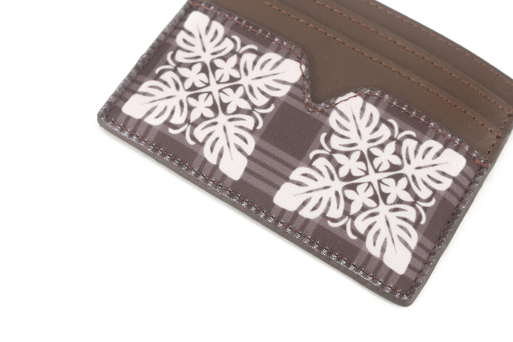 Happy Wahine, Card Case Meilany Ke'olu Quilt Palaka Brown Happy Wahine
