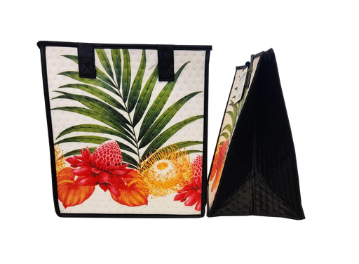 Medium Insulated Cooler Bag, Flounce Cream Tropical Paper Garden LLC