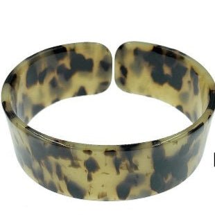 Faux Turtle Shell Bangle, Oval 25mm, White - Bracelet