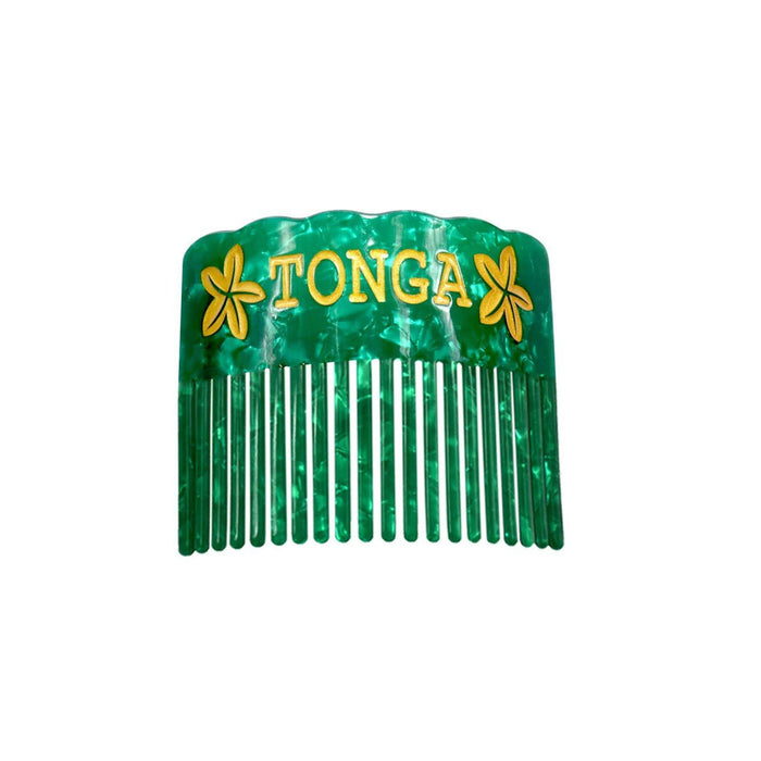 Faux Turtle Shell "Plumeria Tonga" Hair Combs - Hair Accessories