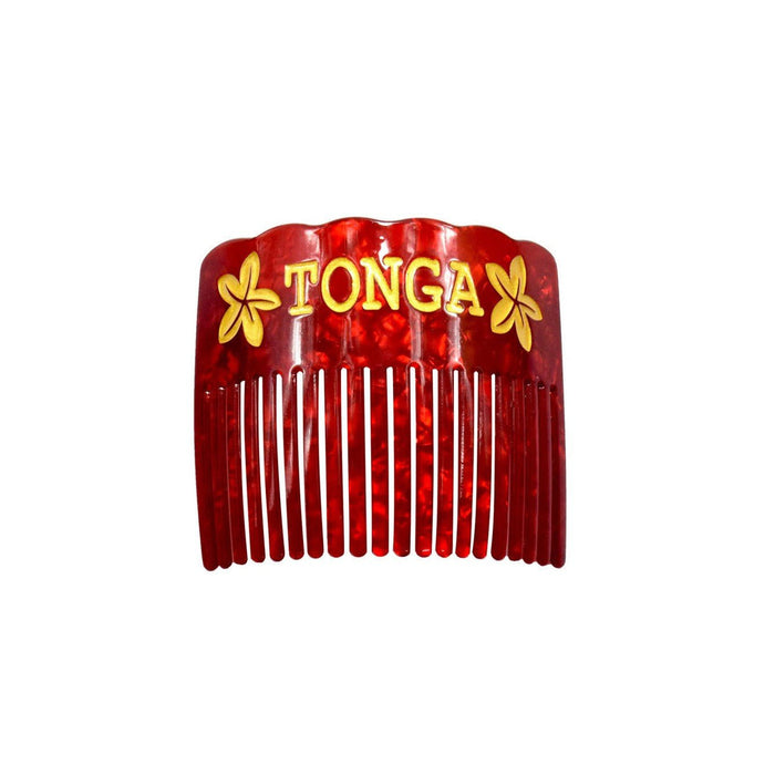 Faux Turtle Shell "Plumeria Tonga" Hair Combs - Hair Accessories